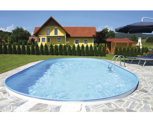 Einbaupool Stahlwandbecken Planet Pool Solo oval 525x320x150 cm inkl. Einbauskimmer weiss