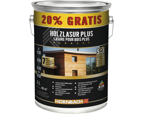 Holzlasur Plus im 6 Liter Gebinde für den Aussenbereich