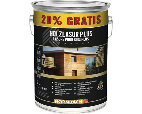 Holzlasur Plus Dose mit 6 Liter Inhalt für den Aussenbereich
