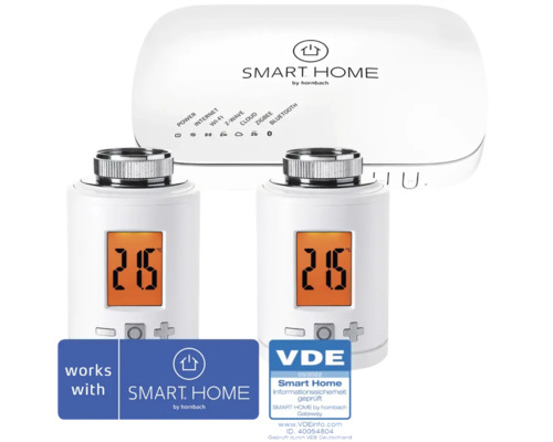 Kit de démarrage radiateur SMART HOME by hornbach avec passerelle et 2 thermostats de radiateur Eurotronic