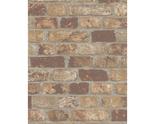 Vliestapete 58409 Stein braun rot mit Granulat Tapete mit Ziegelsteinmuster