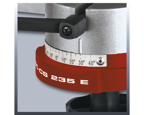 Scie à onglet Einhell, vue détaillée du réglage des degrés