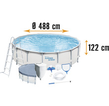 Aufstellpool Framepool-Set Elite rund Ø 488x122 cm inkl. Skimmer, Leiter & Abdeckplane weiss