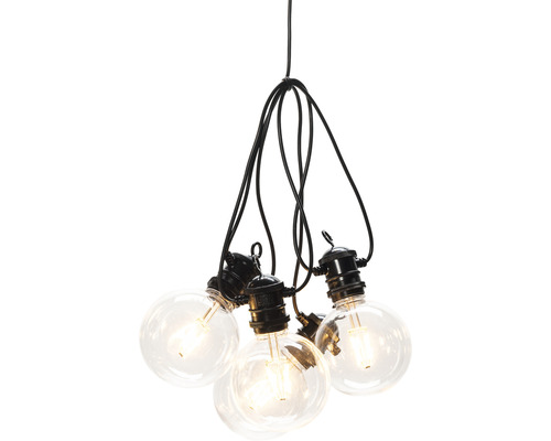 Guirlande lumineuse décorative avec ampoules rondes transparentes et câble noir