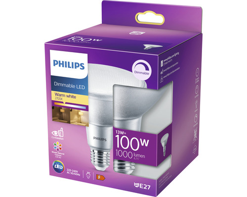 Philips LED Lampe, dimmbar, warmweiß, 100 Watt, E27 Fassung in Verpackung