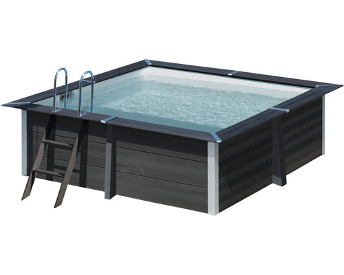 Gre Kit de piscine hors sol en bois composite rectangulaire 326x326x94 cm gris