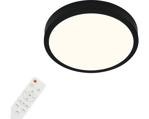 Plafonnier LED 18 W 2000 lm 2700- 6500 K CCT teintes de blanc réglables Ø 28 cm Runa noir + ciel étoilé, fonction veilleuse, fonction mémoire