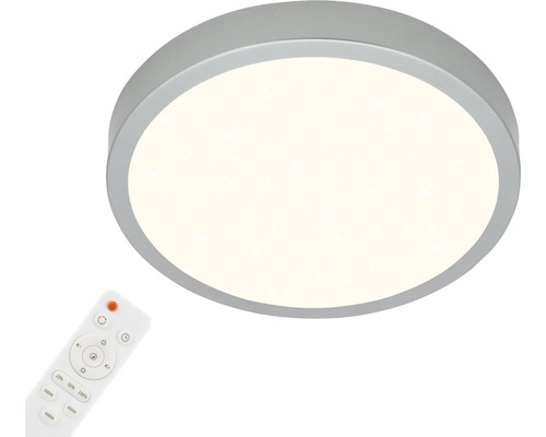 Plafonnier LED à intensité lumineuse variable 22 W 2900 lm 2700- 6500 K CCT tons de blanc réglables hxØ 50x380 mm Runa argent avec ciel étoilé, fonction veilleuse, fonction mémoire, télécommande