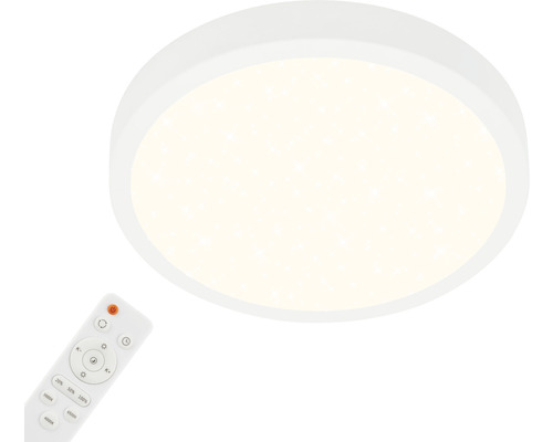 Plafonnier LED à intensité lumineuse variable 22 W 2900 lm 2700- 6500 K CCT Ø 38 cm Runa blanc + ciel étoilé, fonction veilleuse, fonction mémoire, télécommande