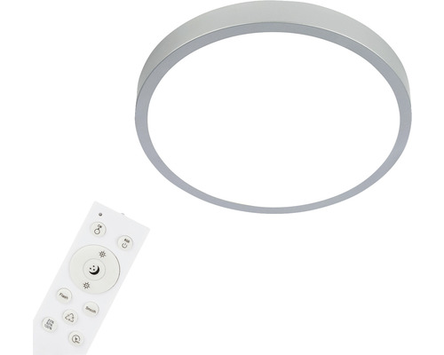 Plafonnier LED 22 W 2900 lm 4000 K RVB changement de couleurs Ø 38 cm Runa argent + fonction veilleuse, fonction mémoire