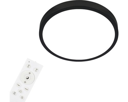 Plafonnier LED 22 W 2900 lm 4000 K changement de couleur RGB hxØ 50x380 mm Runa noir avec fonction veilleuse, fonction mémoire