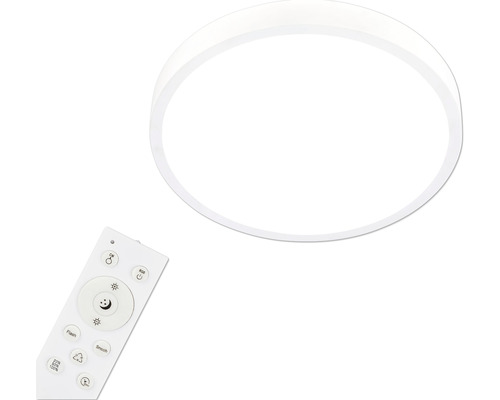 Plafonnier LED à intensité lumineuse variable 22 W 2900 lm 4000 K RVB changement de couleurs Ø 38 cm Runa blanc + télécommande + fonction mémoire + fonction veilleuse