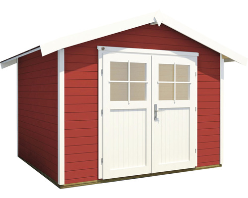 Abri de jardin rouge avec double porte