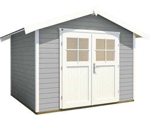 Abri de jardin avec double porte et bardage horizontal en bois