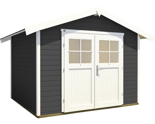 Abri de jardin avec double porte et toit à deux pentes