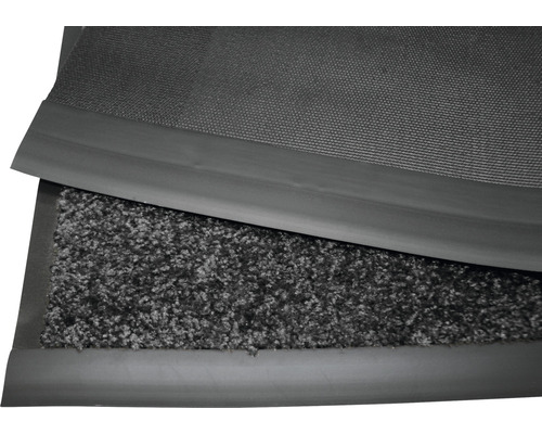 Tapis anti-salissures avec surface textile et bordure en caoutchouc