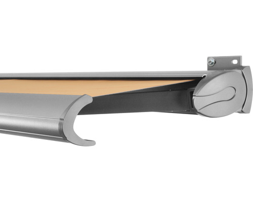 SOLUNA Kassettenmarkise Exclusiv 3x2 Stoff Dessin 0034 Gestell Silber E6EV1 eloxiert Antrieb rechts inkl. Motor und Wandschalter