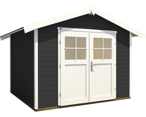 Abri de jardin avec double porte et toit à deux pentes