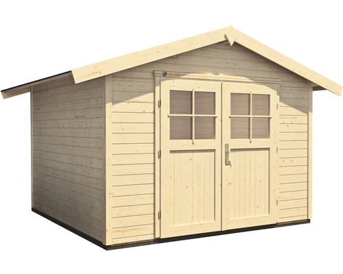 Abri de jardin en bois avec double porte et fenêtres