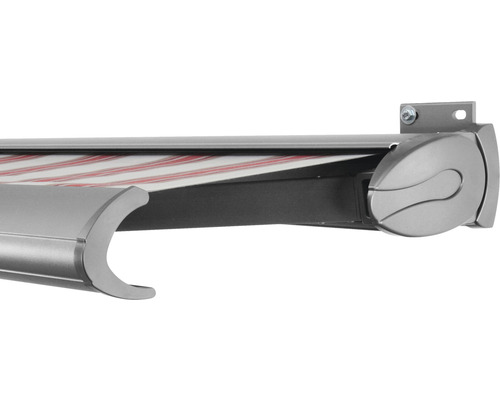 SOLUNA Kassettenmarkise Exclusiv 5x2 Stoff Dessin 8783 Gestell Silber E6EV1 eloxiert Antrieb rechts inkl. Motor und Wandschalter