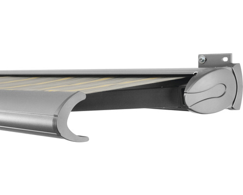 SOLUNA Kassettenmarkise Exclusiv 2x1,5 Stoff Dessin 320477 Gestell Silber E6EV1 eloxiert Antrieb rechts inkl. Motor und Wandschalter