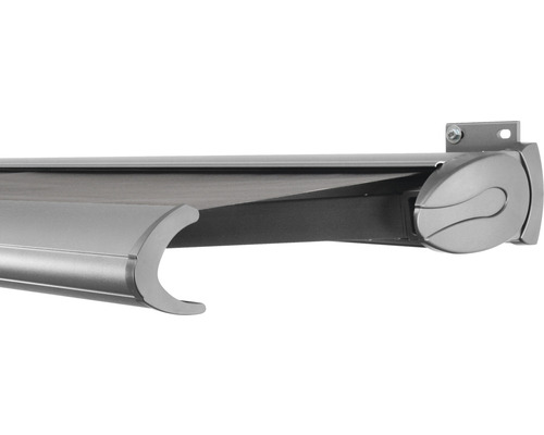 SOLUNA Kassettenmarkise Exclusiv 6x3 Stoff Dessin 320925 Gestell Silber E6EV1 eloxiert Antrieb rechts inkl. Motor und Wandschalter