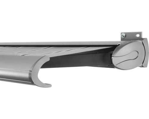 SOLUNA Kassettenmarkise Exclusiv 4,5x3 Stoff Dessin A131 Gestell Silber E6EV1 eloxiert Antrieb rechts inkl. Motor und Wandschalter