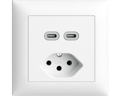 Ensemble USB Edizio Due colore C+C , 1 x T13 1 x 3000 mA ou 2 x 1500 mA  IP20 blanc - HORNBACH