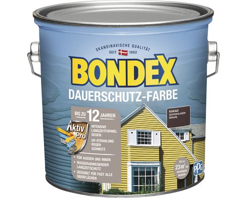 BONDEX Holzfarbe-Dauerschutzfarbe schokobraun 2,5 l Eimer Bondex Dauerschutz-Farbe, geeignet für den Aussen- und Innenbereich
