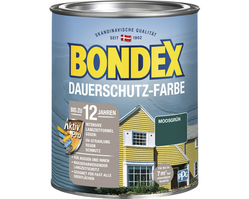 Bondex Dauerschutz-Farbe für den Aussen- und Innenbereich in Moosgrün