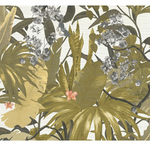 Tropische Tapete mit Pflanzenmotiven und Schmetterling