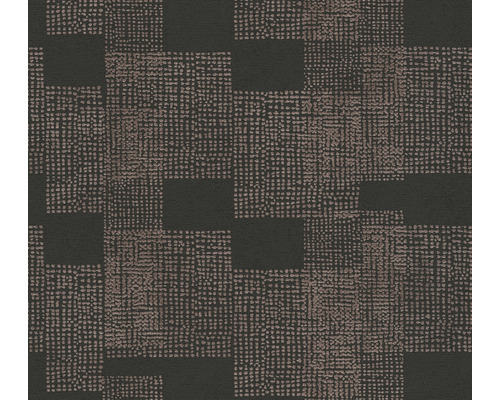 Vliestapete 38525-2 Desert Lodge Ethno Muster Geometrisch schwarz kupfer Teppich mit grafischem Muster aus Quadraten