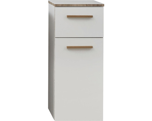 Meuble bas pelipal Quickset 931 30x72x33 cm blanc haute brillance 931.013040 Meuble bas de salle de bains blanc avec deux tiroirs et une porte