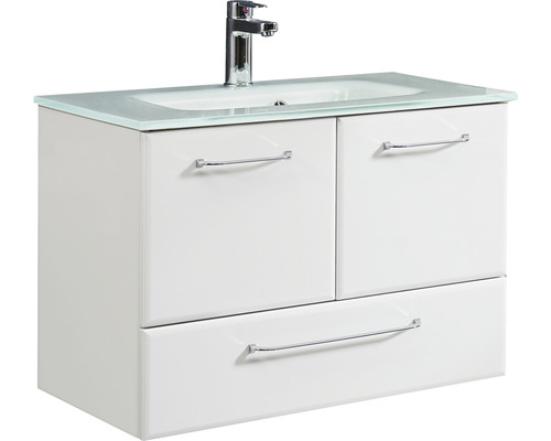 Lavabo avec meuble bas Pelipal Quickset 341 lxhxp 74x52.5x44.5 cm couleur de façade blanc haute brillance 341.074003