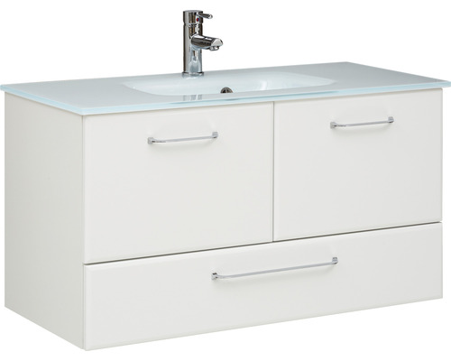 Waschbecken mit Unterschrank Pelipal Quickset 341 BxHxT 99x52.5x44.5 cm Frontfarbe weiss hochglanz 341.099006