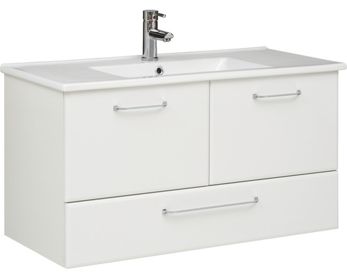Meuble sous-vasque avec lavabo en céramique pelipal Quickset 341 100x53x45 cm blanc haute brillance 341.100001