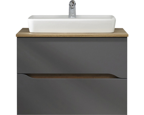 Meuble sous-vasque avec plan de lavabo et lavabo en céramique pelipal Quickset 357 73x62.1x45 cm gris 357.073004