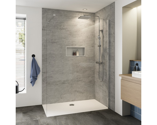 Paroi de douche à l'italienne Breuer Panorama 120 cm verre décoratif gris profilé couleur chrome Paroi de douche à l'italienne Breuer Panorama 120 cm verre décoratif gris profilé couleur chrome