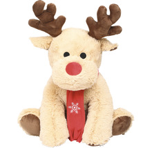 Peluche renne avec nez rouge et écharpe