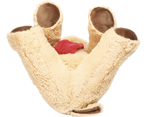 Peluche vue d''en bas avec un tissu rouge