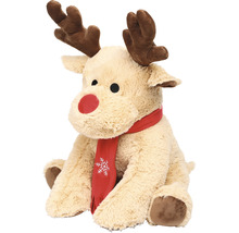 Peluche renne avec nez rouge et écharpe avec flocon de neige