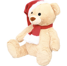 Teddybär mit Weihnachtsmütze und Schal
