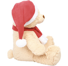 Teddybär mit Weihnachtsmütze und Schal