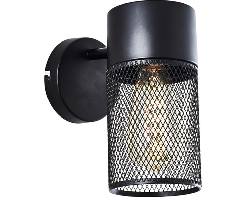 Schwarze Wandleuchte mit Metallsieb