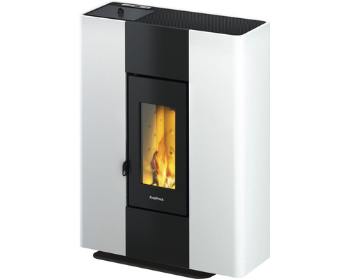 Poêle à granulés FreePoint Roxy acier blanc 7 kW avec télécommande