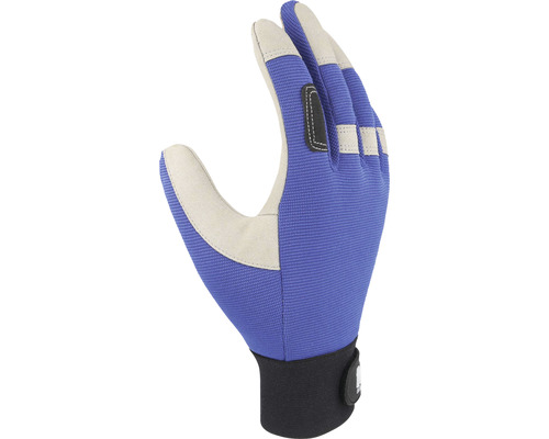 Blauer Arbeitshandschuh mit verstärkten Fingern