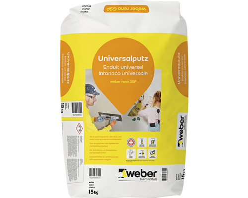 Enduit de rénovation weber reno-gsp 15 kg Sac d''enduit universel, approprié pour l''intérieur, 15 kg