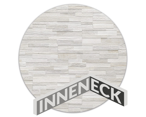 Angle pour plaquette de parement intérieur Forest ice Vue intérieure d''un revêtement mural avec élément d''angle