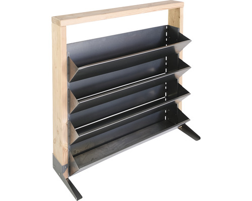 Étagère en bois avec quatre étagères en métal