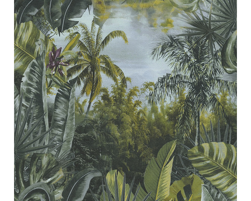 Papier peint intissé 38356-1 jungle vert-bleu Papier peint tropical avec palmiers et feuilles luxuriantes